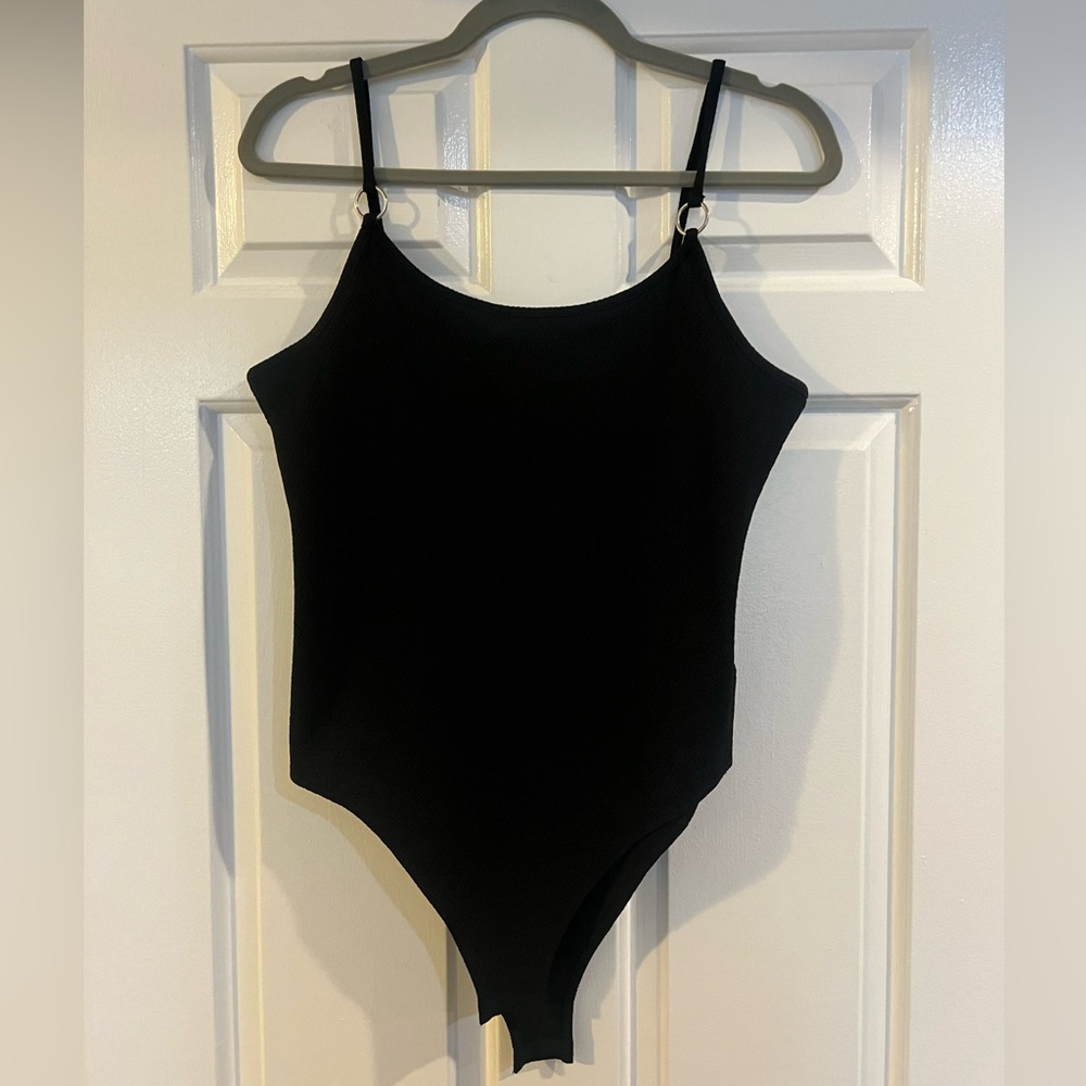 Black bodysuit with ring straps